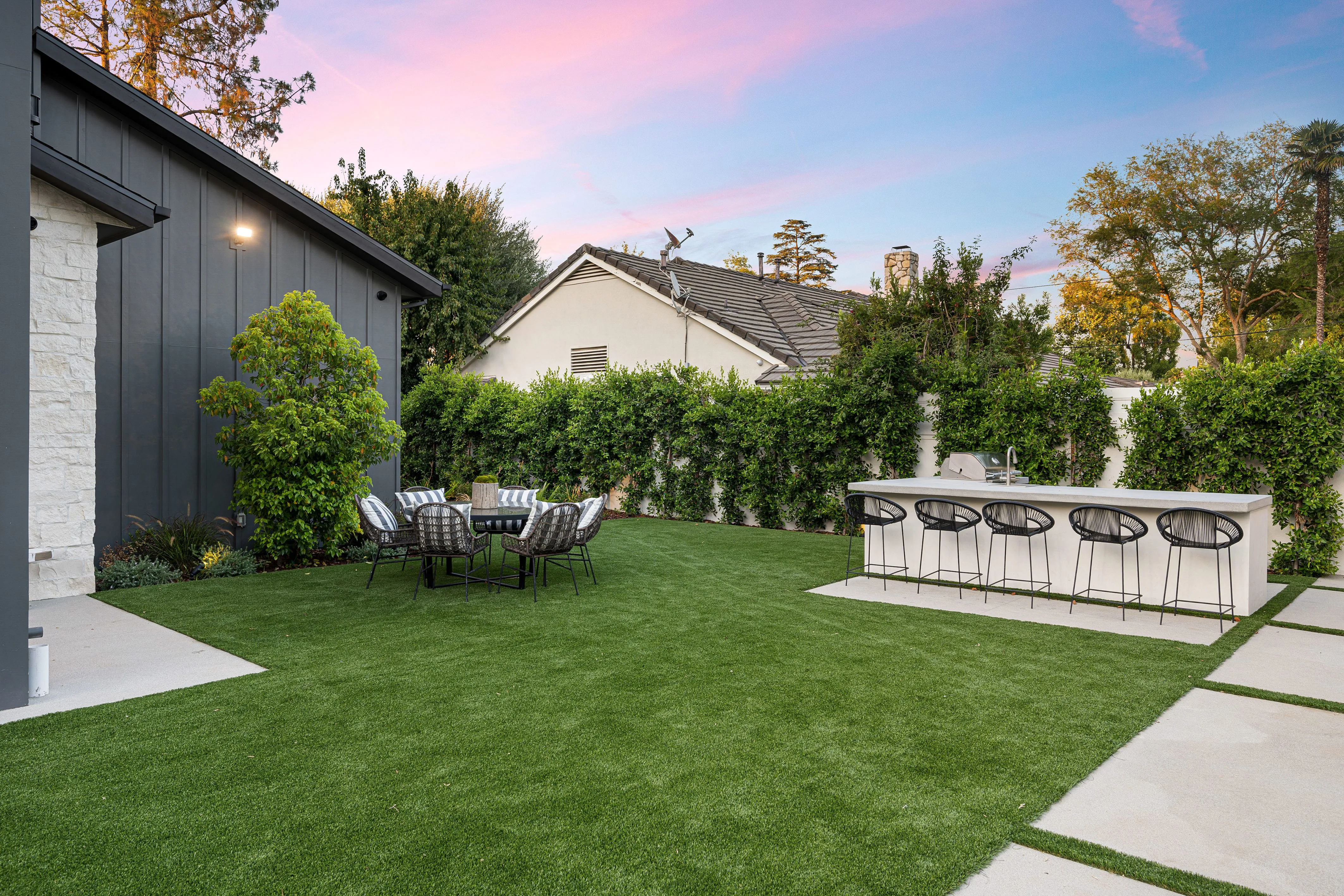 Lush lawn care and maintenance with perfectly manicured grass